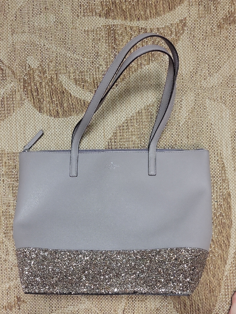 Kate Spade Gray Greta Tote with Glitter Accent